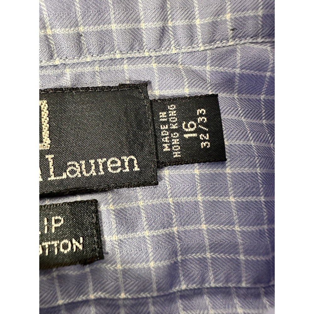 Polo Ralph Lauren Philip Dress Shirt Mens 16.5 32/33 Blue Check Non-Iron - Picture 6 of 11